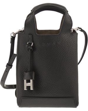 Hogan H01 R Handtas Van Gehamerd Leer - Zwart