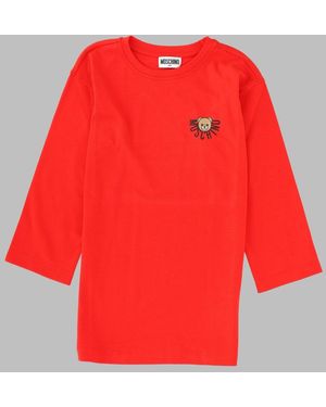 Moschino Vestito Manica Lunga Con Logo - Red