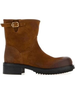 Versace Suede Ankle Boots - Brown