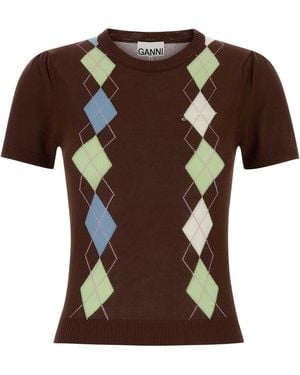 Ganni Cotton Sweater - Brown