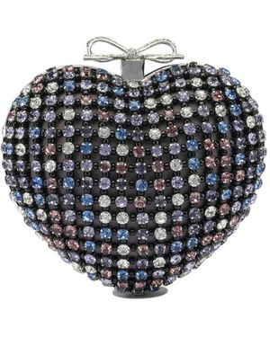 Self-Portrait Selbstporträt-Herz-Clutch mit Kristallen - Schwarz