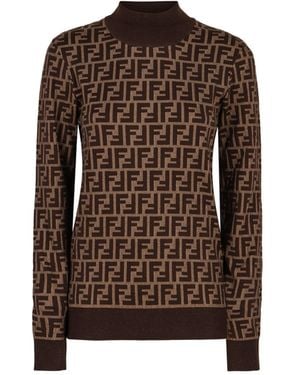 Fendi Suéter Cotton FF - Marrón