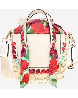 CUBA LAB Habanera Leather And Rafia Bag - Red