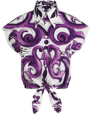 Dolce & Gabbana Grafische Print Katoenen Shirt - Paars
