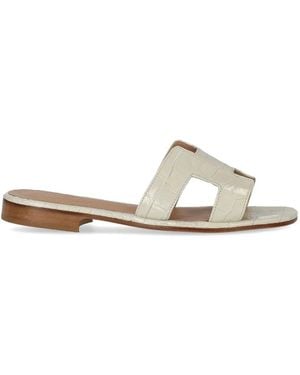 Paolo Ferrara Croco Print Sandal - White