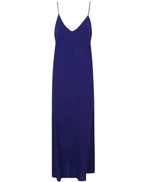 Alberto Biani Georgette Long Slip Robe - Bleu