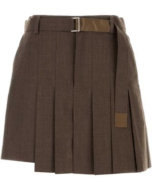 Sacai Gabardine Pant-Skirt - Brown