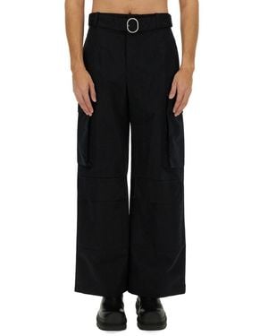 Jil Sander Wide-Leg Cargo Trousers With Utility Pockets - Black