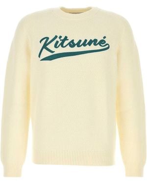 Maison Kitsuné Ivory Cotton Blend Jumper - White