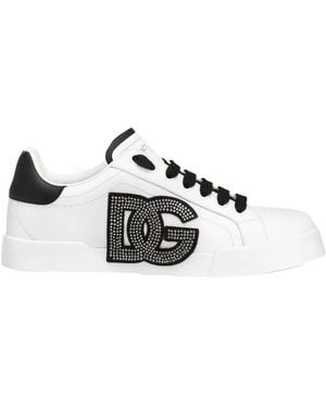 Dolce & Gabbana Portofino Light Strobel Leather Low-Top Trainers - White