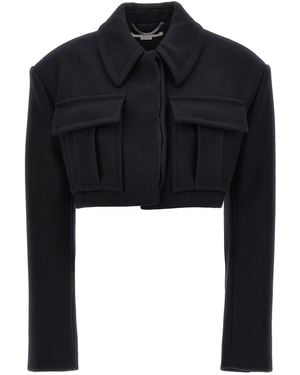 Stella McCartney Cropped Wool Jacket With Button Closure - Schwarz