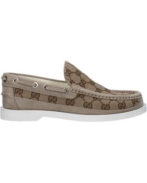 Gucci Mocassini Man Fabric Beige/Ebano - Grau