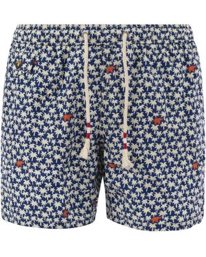 Mc2 Saint Barth Leichtes Stoffschwimmkostüm mit Druck - Blau