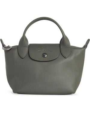 Longchamp Bag With Fir Coloured Lear 'Xs Le Pliage Xtra' Handle - Grey