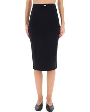Off-White c/o Virgil Abloh Fitted Midi Skirt With Logo Embellishment - Black