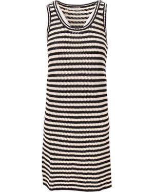 Anine Bing Arie Kleid mit schwarzen und elfenbeinfarbenen Streifen - Weiß
