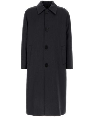 Fendi Charcoal Wool Blend Coat - Black
