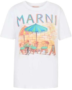 Marni Postcard Print T Shirt - White