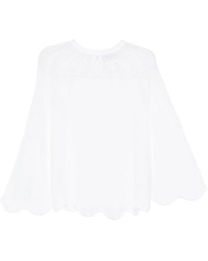 forte_forte Brushed Mohair Pointelle Stitch Sweater - White