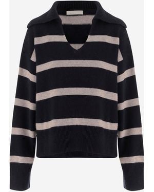 Allude Gestreifter -Pullover aus Wolle und Kaschmir - Blau