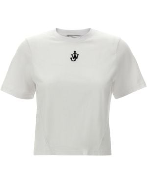 JW Anderson T-Shirt "Anchor Embroidery Pannelled Cropped" - Weiß