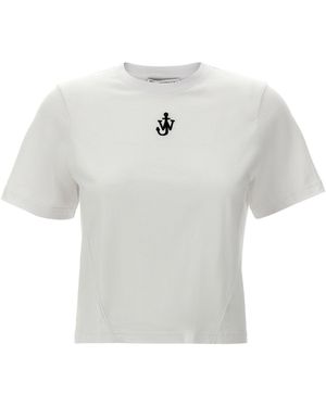 JW Anderson 'ankerborduurwerk Pannelled Bijgesneden' T -shirt - Wit
