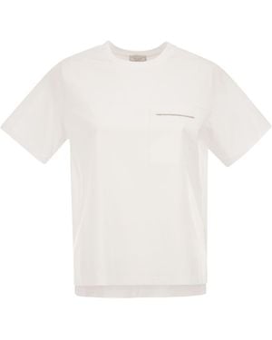 Peserico Stretch Cotton T-Shirt With Pocket - White