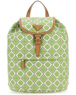 Prada Printed Re-Nylon Backpack - Green