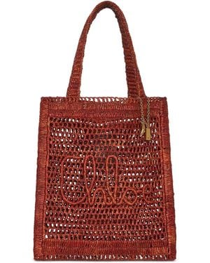 Chloé Summer Banana Raffia Shopper - Rood