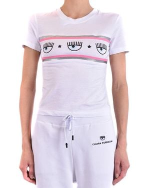 Chiara Ferragni Fitted T-Shirt With Playful Eye Motif - White