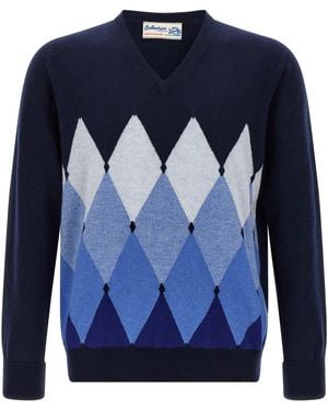 Ballantyne Argyle Pattern Sweater Sweaters And Cardigans - Blue