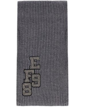 Elisabetta Franchi Steel Melange Ribbed Scarf - Gray