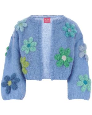 Rose Carmine Cerulean Mohair Blend Bolero Cardigan - Blue