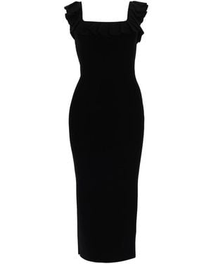 MICHAEL Michael Kors Ruffle-Trim Fitted Midi Dress - Black