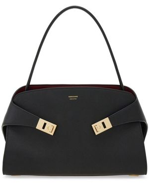Ferragamo Knuffel Kleine Lederen Draagtas - Zwart