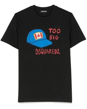 DSquared² Hat Print T-Shirt - Black
