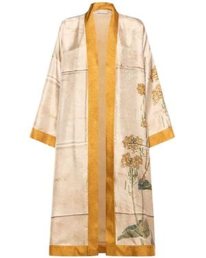 Pierre Louis Mascia Bedruckter Seidenkimono - Weiß