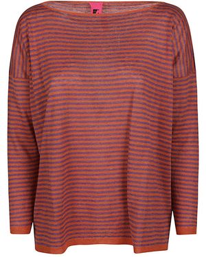 ALESSANDRO ASTE Bote cuello suéter de lino a rayas - Rojo