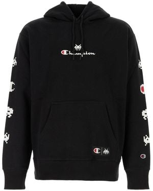 Champion Printed Logo Hoodie - Black