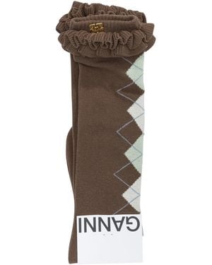 Ganni "Argyle" Classic Socks - Natural