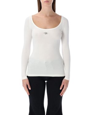 DIESEL T-Bal-Od Long-Sleeve Ribbed Cotton Top - White