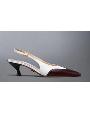 Thom Browne Point Slingback Met Ronde, Gebogen Hak Van 50 Mm In Glanzend Babykalfsleer Met Zachte Spazzolato - Zwart