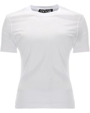 Versace Jeans Couture T-Shirt Con Logo Glitterato - White