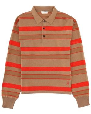 JW Anderson Knitted Striped Rugby Polo Top - Orange