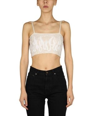 Vision Of Super Pailsey Pattern Crop Top - Black