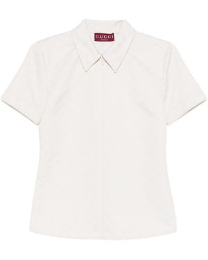 Gucci Gg Cotton Blend Polo Shirt - White