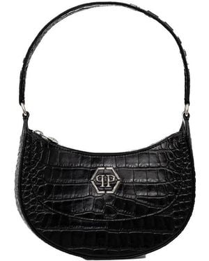 Philipp Plein Croco Embossed Handle Bag Galaxy - Black