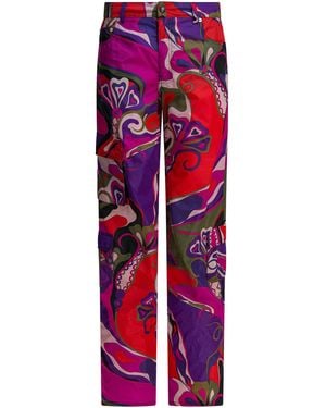 PUCCI Cargo Trousers With Orchidee Print - Red