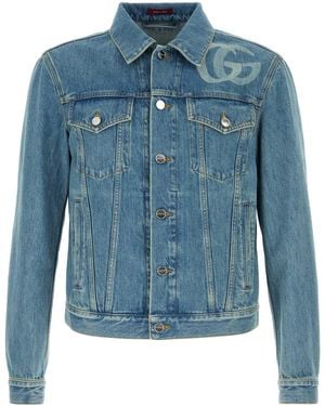 Gucci Mid Wash Denim Trucker Jacket - Blue