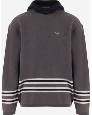 Emporio Armani Hooded Jumper Virgin Wool - Grey